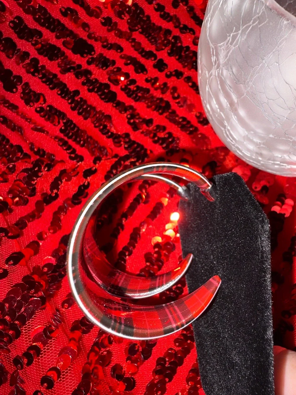 Red Plaid Hoop Earrings
